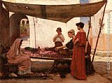 John William Waterhouse A Grecian Flower Market painting